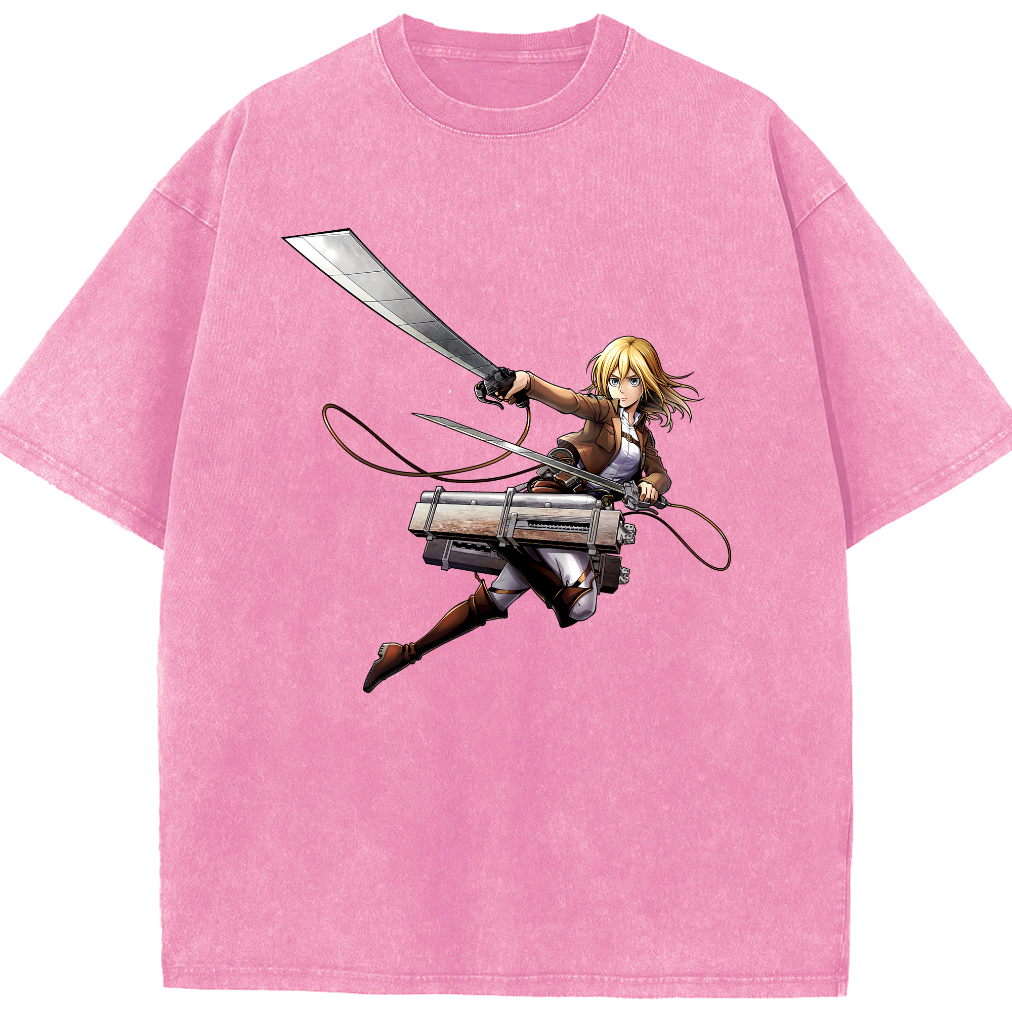 （画像用） 進撃の巨人 クリスタ·レンズ Attack on Titan Christa Lenz 綿100% ヴィンテージ風 半袖Tシャツ（フロントプリント）